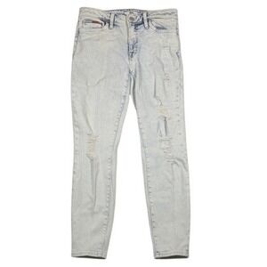 Tommy Hilfiger Denim Womens Light Acid Wash Distressed Skinny Jeans Size 8/29